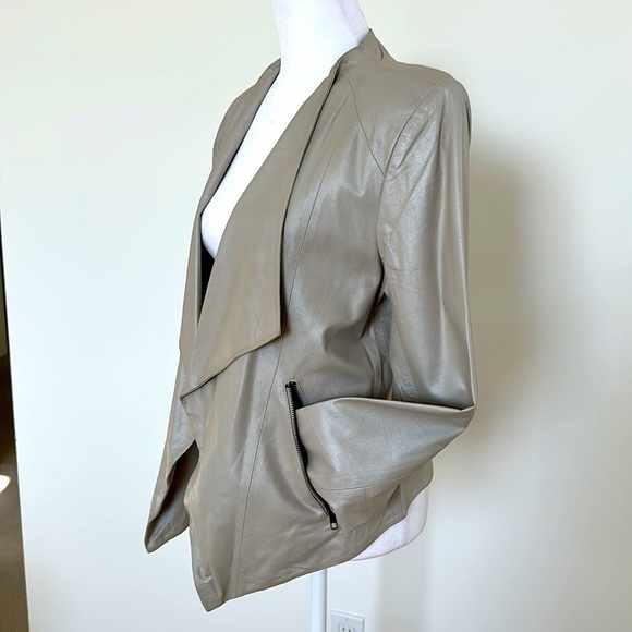 My Tribe Jackets & Blazers - My Tribe light grey leather jacket with two front zippered pockets